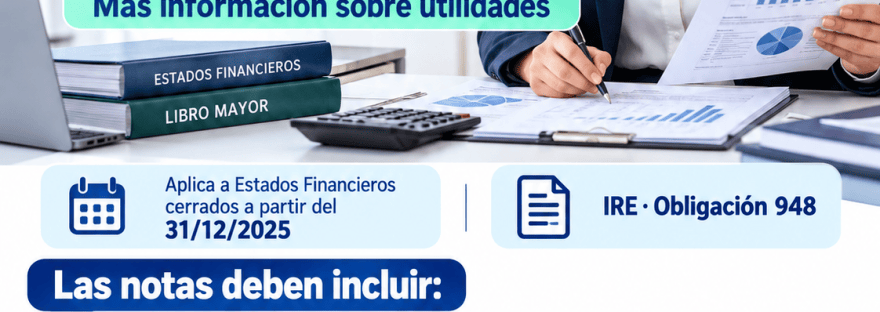 Flyer de ContaSosa sobre la Resolución General DNIT 49/2026 y la información de utilidades exigida en las Notas a los Estados Financieros