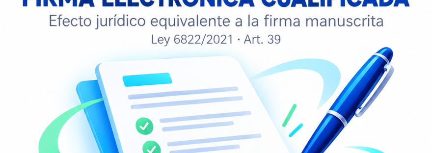 ContaSosa: firma electrónica cualificada, efecto jurídico equivalente a la firma manuscrita según el artículo 39 de la Ley 6822/2021.