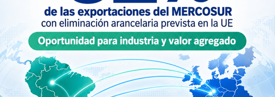 Flyer de ContaSosa sobre la aplicación provisional del acuerdo UE–Mercosur desde el 1 de mayo de 2026 y la eliminación arancelaria prevista para el 92% de las exportaciones del MERCOSUR